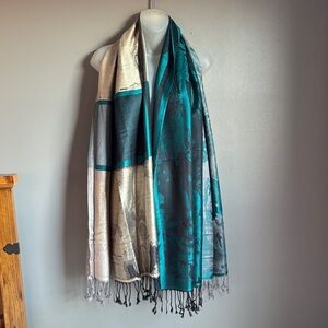 Ama Waterways large wrap / scarf * teal blue